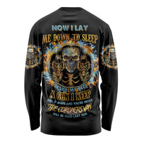 Black long sleeve shirt with back skull graphic and colorful text print