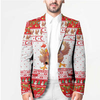 Turkey Christmas Blazer with Santa Turkey Red Crescent Pattern Snowmen and Festive Lights - Wonder Print Shop