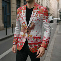 Turkey Christmas Blazer with Santa Turkey Red Crescent Pattern Snowmen and Festive Lights - Wonder Print Shop