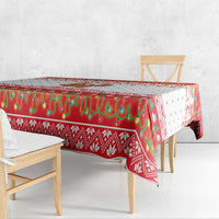 Turkey Christmas Tablecloth with Santa Turkey Red Crescent Pattern Snowmen and Festive Lights - Wonder Print Shop