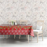 Turkey Christmas Tablecloth with Santa Turkey Red Crescent Pattern Snowmen and Festive Lights - Wonder Print Shop