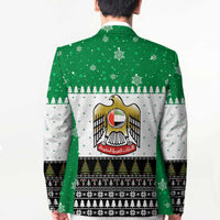 United Arab Emirates Christmas Blazer with Falcon Tree Design Snowflake Pattern and National Emblem - Wonder Print Shop