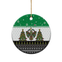 United Arab Emirates Christmas Ceramic Ornament with Falcon Tree Design Snowflake Pattern and National Emblem - Wonder Print Shop