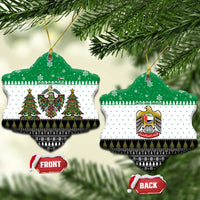 United Arab Emirates Christmas Ceramic Ornament with Falcon Tree Design Snowflake Pattern and National Emblem - Wonder Print Shop