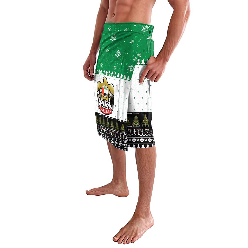 United Arab Emirates Christmas Lavalava with Falcon Tree Design Snowflake Pattern and National Emblem - Wonder Print Shop