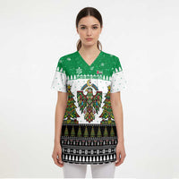 United Arab Emirates Christmas Scrub Top with Falcon Tree Design Snowflake Pattern and National Emblem - Wonder Print Shop