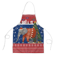 Laos Christmas Apron with Festive Elephant Design and Holiday Village Pattern - Wonder Print Shop