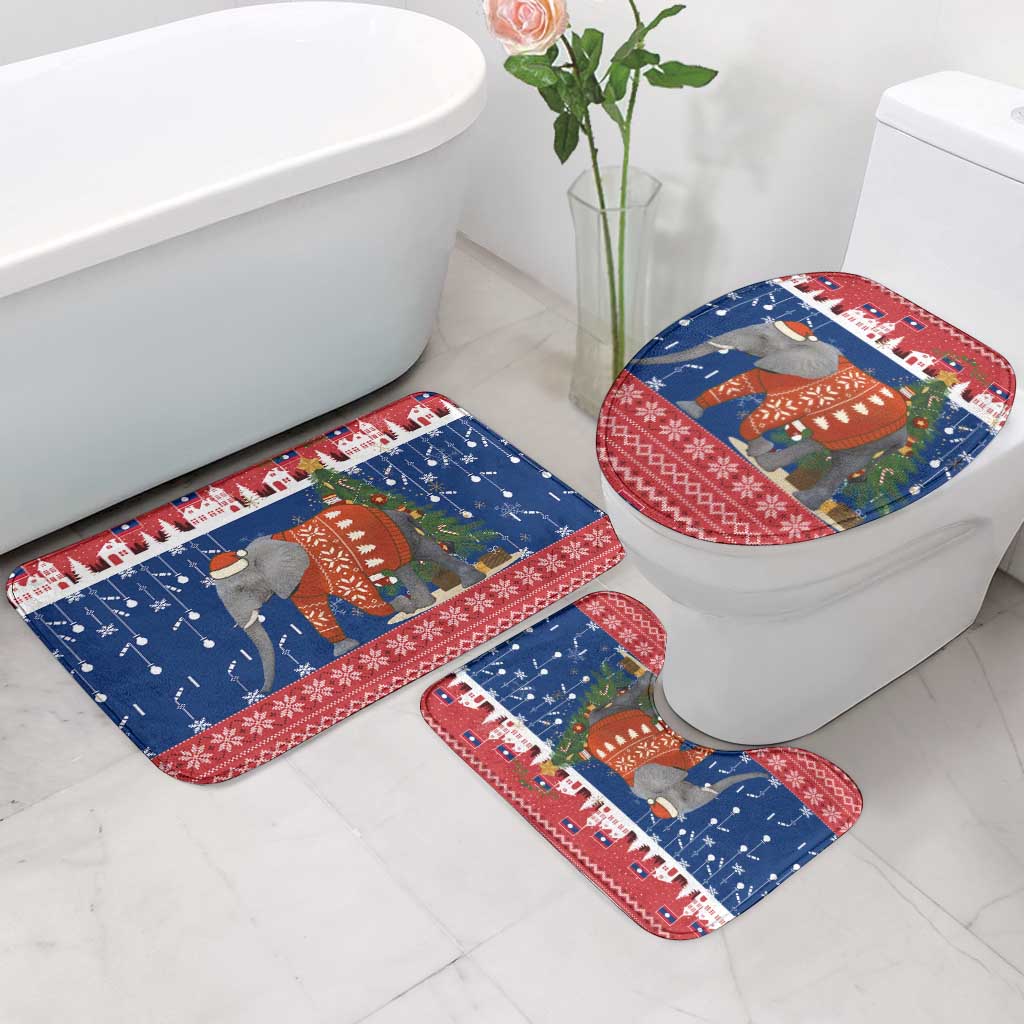 Laos Christmas Bathroom Set with Festive Elephant Design and Holiday Village Pattern - Wonder Print Shop