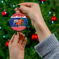 Laos Christmas Ceramic Ornament with Festive Elephant Design and Holiday Village Pattern - Wonder Print Shop