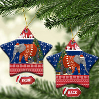 Laos Christmas Ceramic Ornament with Festive Elephant Design and Holiday Village Pattern - Wonder Print Shop