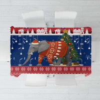 Laos Christmas Tablecloth with Festive Elephant Design and Holiday Village Pattern - Wonder Print Shop