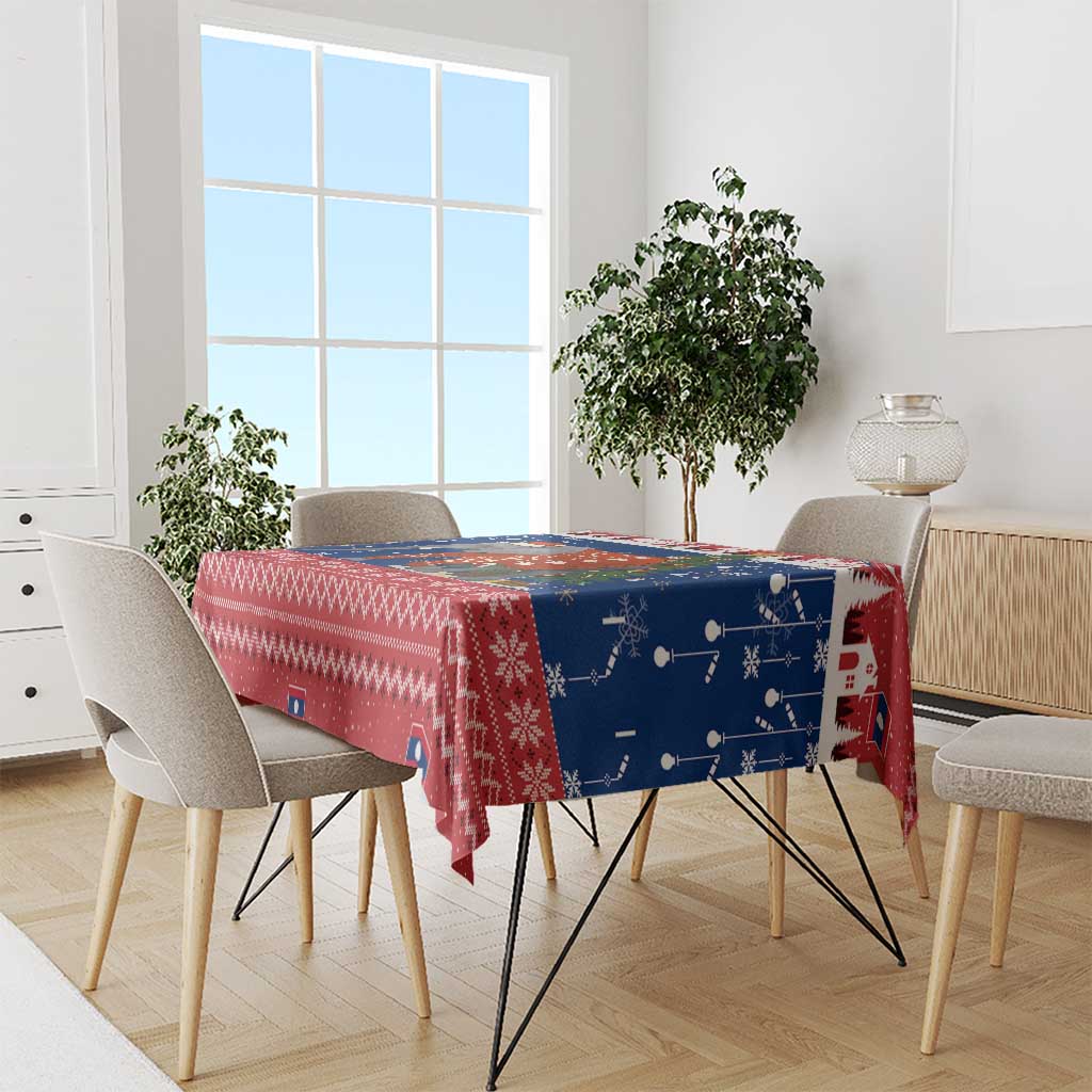 Laos Christmas Tablecloth with Festive Elephant Design and Holiday Village Pattern - Wonder Print Shop
