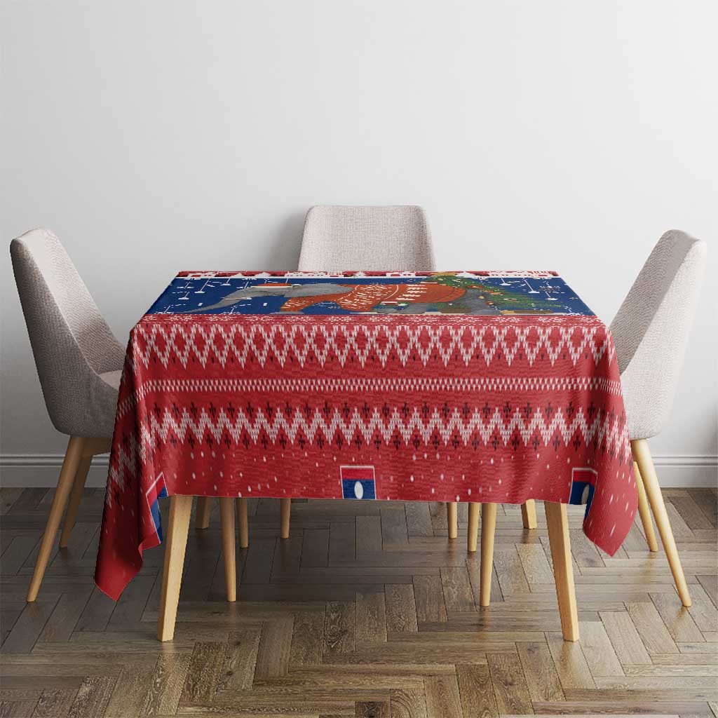 Laos Christmas Tablecloth with Festive Elephant Design and Holiday Village Pattern - Wonder Print Shop