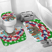 Laos Christmas Bathroom Set with Santa Riding Elephant and Festive Flag Pattern - Wonder Print Shop