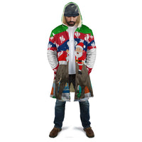 Laos Christmas Cloak with Santa Riding Elephant and Festive Flag Pattern - Wonder Print Shop
