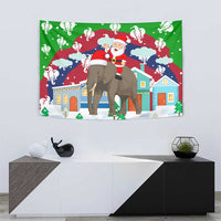 Laos Christmas Tapestry with Santa Riding Elephant and Festive Flag Pattern - Wonder Print Shop