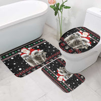 Latvia Christmas Bathroom Set with Santa Claus and Wolves in Holiday Pattern Design - Wonder Print Shop