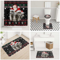 Latvia Christmas Bathroom Set with Santa Claus and Wolves in Holiday Pattern Design - Wonder Print Shop