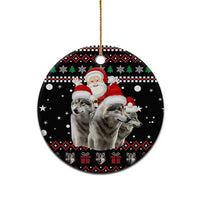 Latvia Christmas Ceramic Ornament with Santa Claus and Wolves in Holiday Pattern Design - Wonder Print Shop