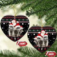 Latvia Christmas Ceramic Ornament with Santa Claus and Wolves in Holiday Pattern Design - Wonder Print Shop
