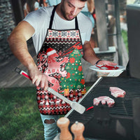Latvia Christmas Apron with Red Lion, Holiday Tree, and Nordic Pattern Design - Wonder Print Shop