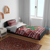 Latvia Christmas Bedding Set with Red Lion, Holiday Tree, and Nordic Pattern Design - Wonder Print Shop