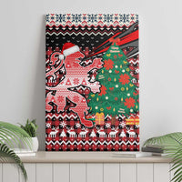 Latvia Christmas Canvas Wall Art with Red Lion, Holiday Tree, and Nordic Pattern Design - Wonder Print Shop