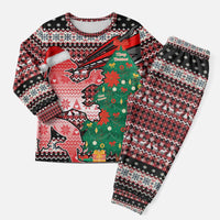 Latvia Christmas Pajama Set with Red Lion, Holiday Tree, and Nordic Pattern Design - Wonder Print Shop