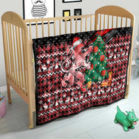 Latvia Christmas Quilt with Red Lion, Holiday Tree, and Nordic Pattern Design - Wonder Print Shop