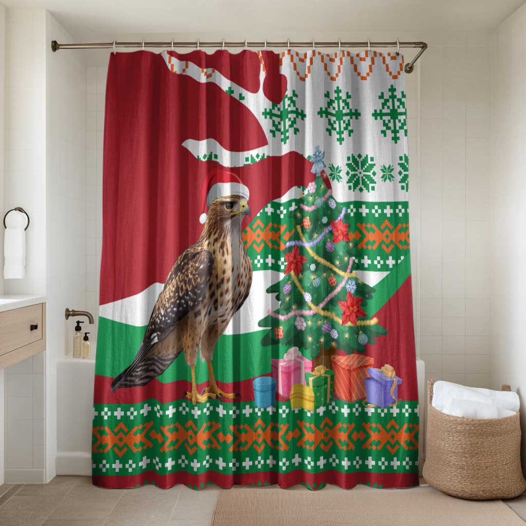 Lebanon Christmas Bathroom Set with Falcon, Holiday Tree, and Red Green Snowflake Pattern - Wonder Print Shop