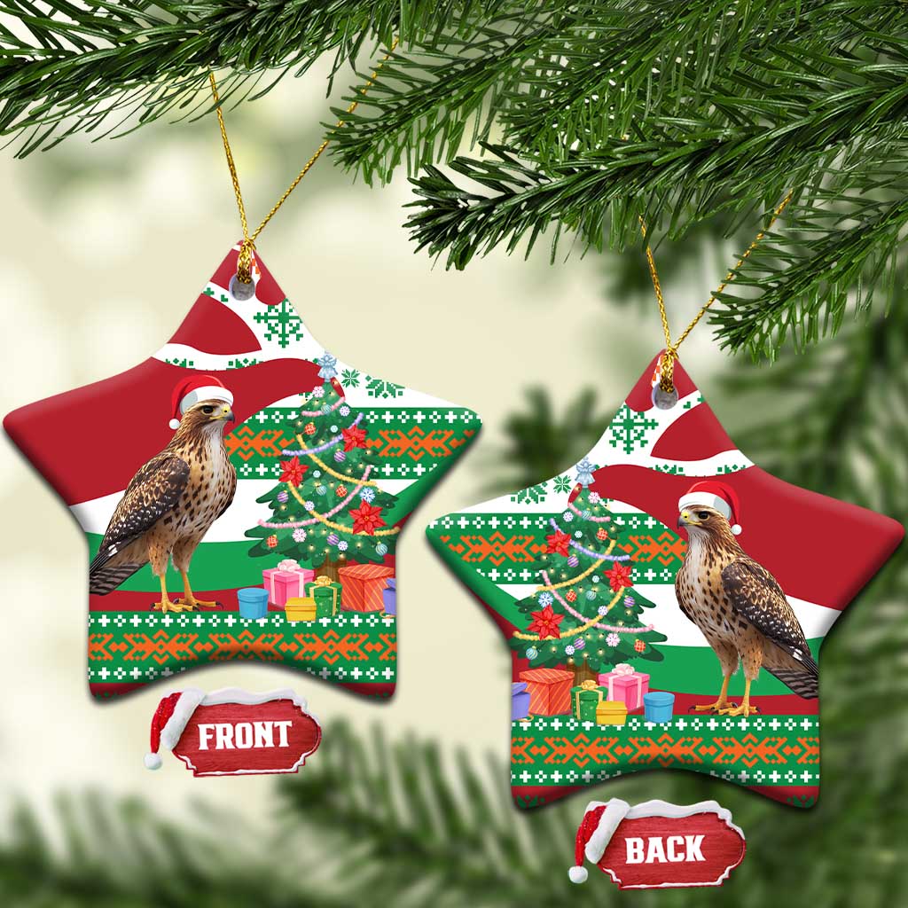 Lebanon Christmas Ceramic Ornament with Falcon, Holiday Tree, and Red Green Snowflake Pattern - Wonder Print Shop