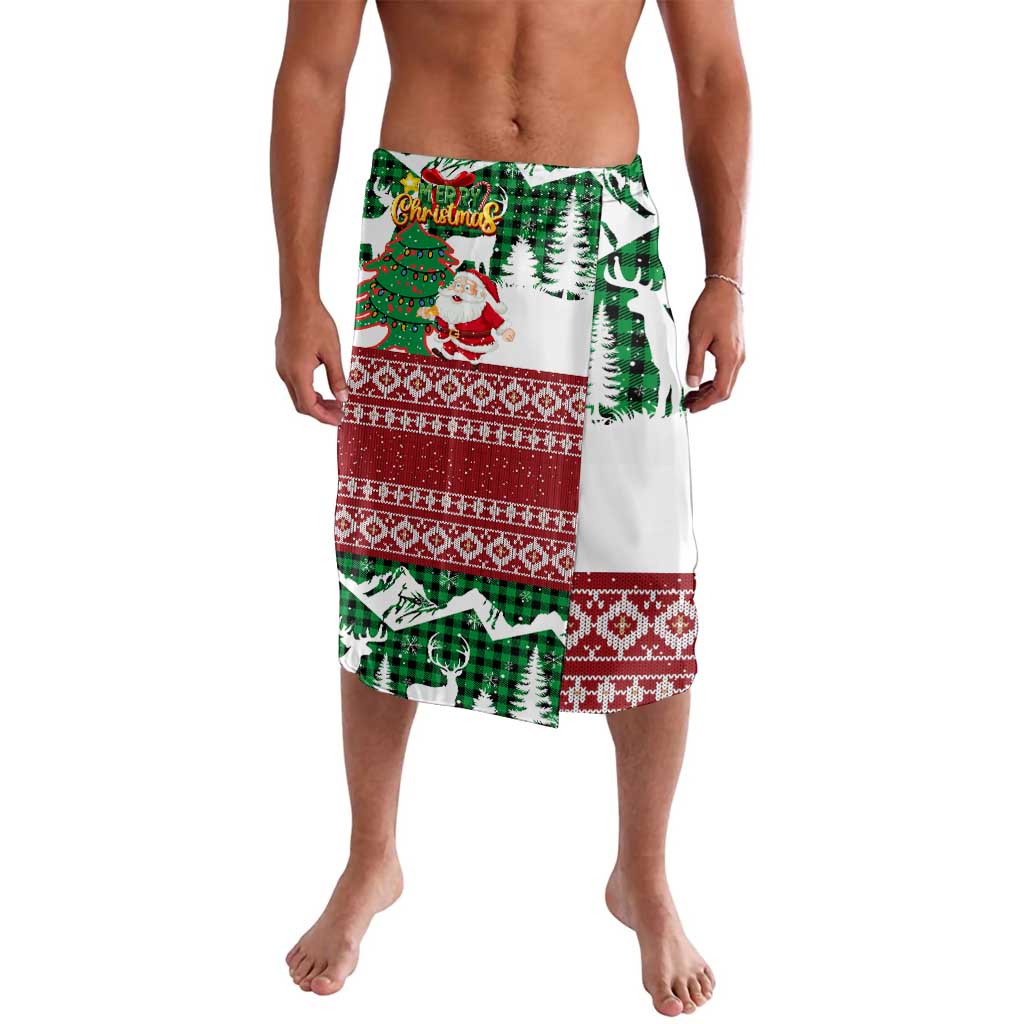Lebanon Christmas Lavalava with Santa Claus Reindeer Trees and Festive Knit Pattern - Wonder Print Shop