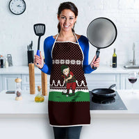 Christmas Golf Apron with Elf Golfer Argyle Plaid and Snowflake Pattern - Wonder Print Shop