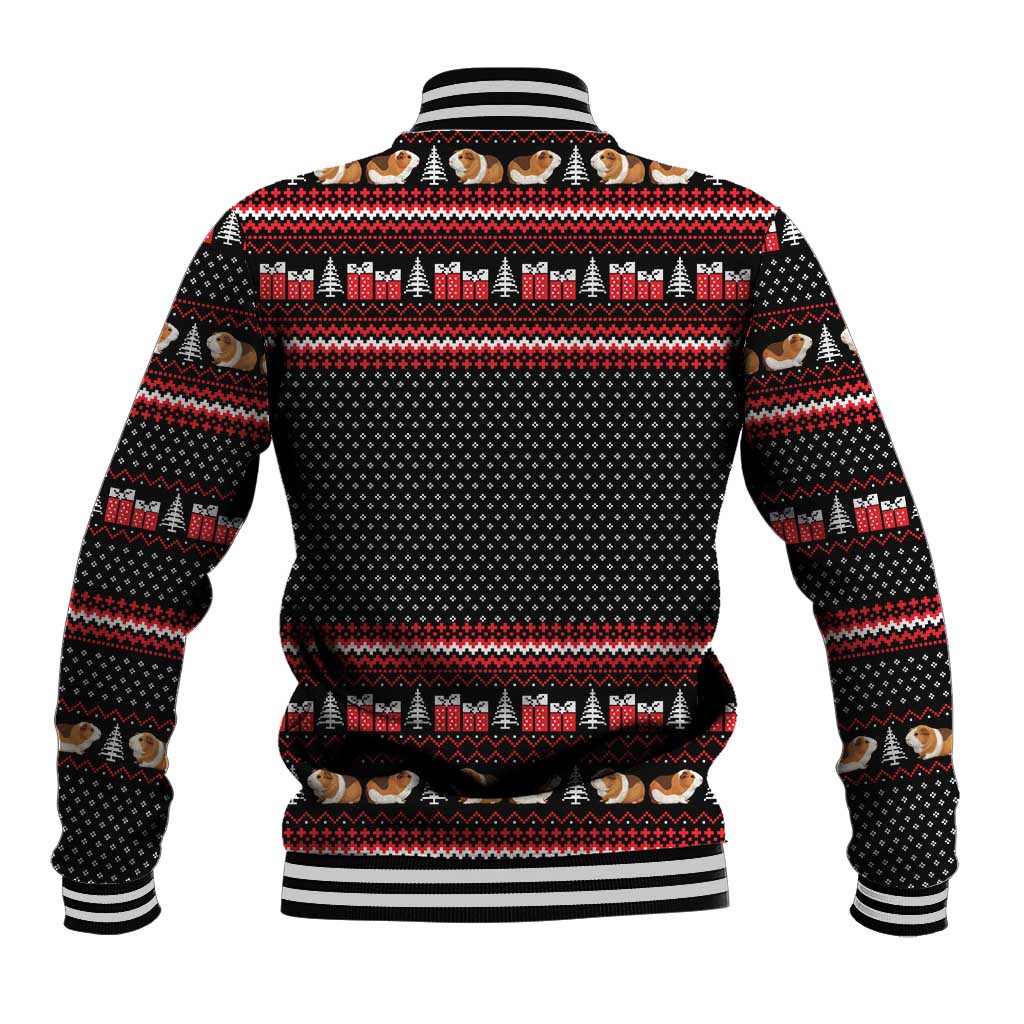Guinea Pig Christmas Baseball Jacket with Santa Hats Tree and Festive Gift Pattern - Wonder Print Shop