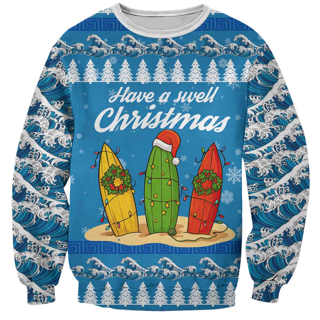 Surfer Swell Christmas Sweatshirt Xmas Holiday Patterns - Wonder Print Shop