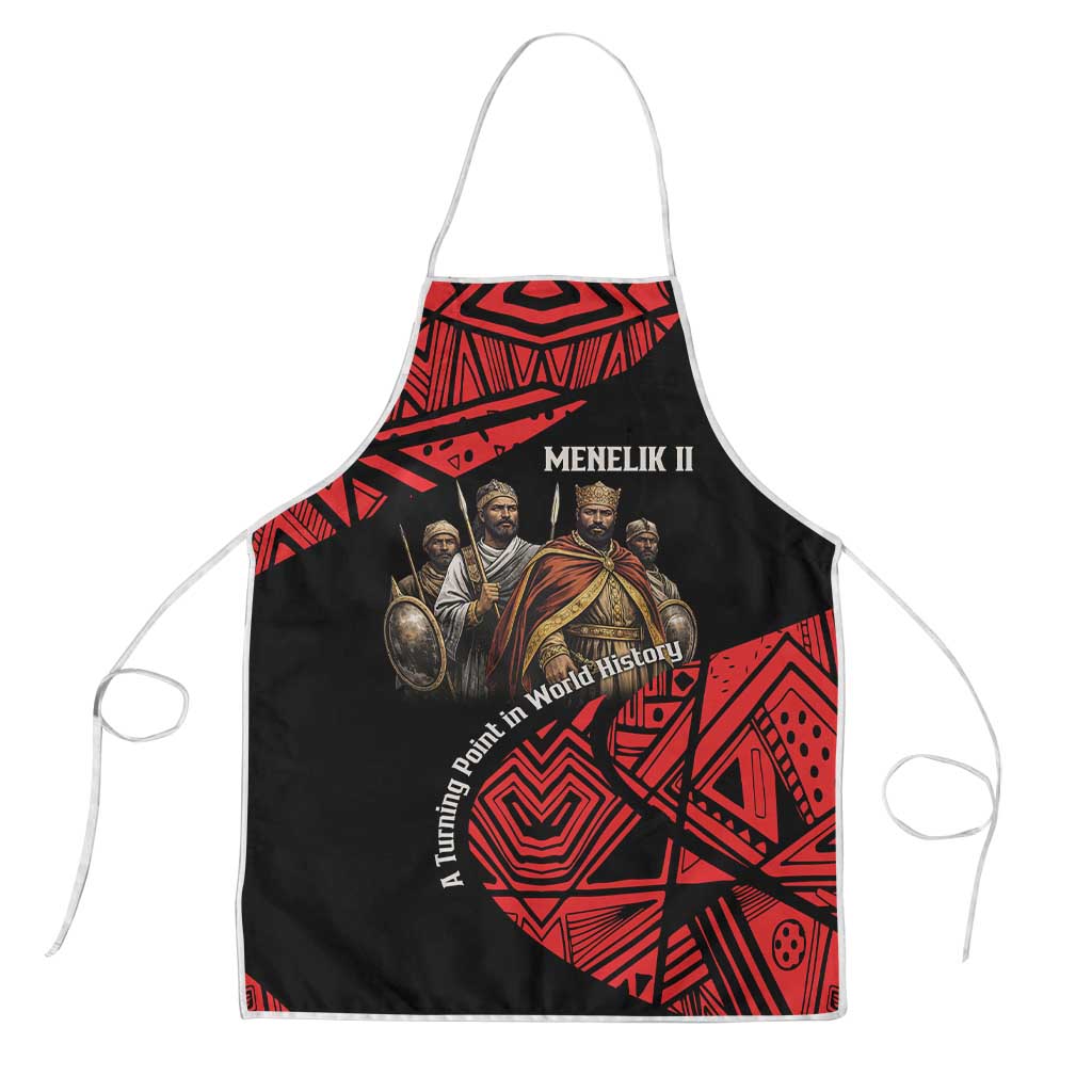 Menelik II Apron with Adwa Victory Map, Africa Defeated an Empire Text and Red Geometric - Wonder Print Shop