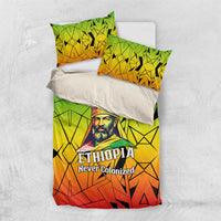 Menelik II Bedding Set with Crowned Portrait, Ethiopia Never Colonized Text and Pan-African Abstract - Wonder Print Shop