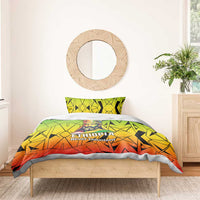 Menelik II Bedding Set with Crowned Portrait, Ethiopia Never Colonized Text and Pan-African Abstract - Wonder Print Shop