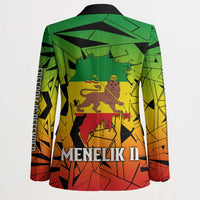 Menelik II Blazer with Crowned Portrait, Ethiopia Never Colonized Text and Pan-African Abstract - Wonder Print Shop