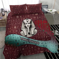 Hatshepsut Bedding Set with Pharaoh Bust Illustration, Female Pharaoh Title and Egyptian Hieroglyph - Wonder Print Shop