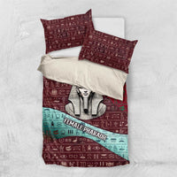 Hatshepsut Bedding Set with Pharaoh Bust Illustration, Female Pharaoh Title and Egyptian Hieroglyph - Wonder Print Shop