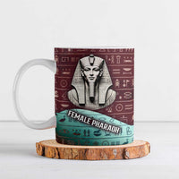 Hatshepsut Ceramic Mug with Pharaoh Bust Illustration, Female Pharaoh Title and Egyptian Hieroglyph - Wonder Print Shop