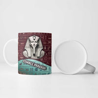 Hatshepsut Ceramic Mug with Pharaoh Bust Illustration, Female Pharaoh Title and Egyptian Hieroglyph - Wonder Print Shop