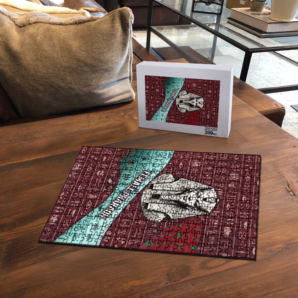 Hatshepsut Puzzle with Pharaoh Bust Illustration, Female Pharaoh Title and Egyptian Hieroglyph - Wonder Print Shop