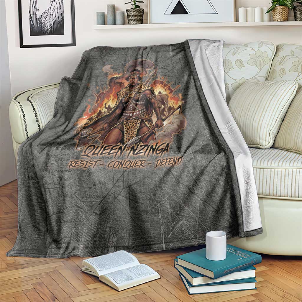 Queen Nzinga Blanket Fierce African Warrior Queen - Dark Tribal Fire Art - Wonder Print Shop