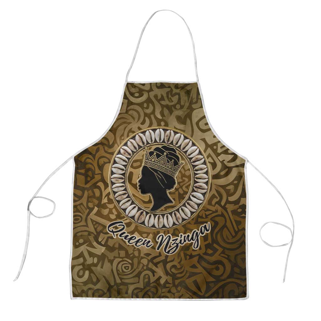 Queen Nzinga Apron Cowrie Crown Silhouette Royal Power - Wonder Print Shop