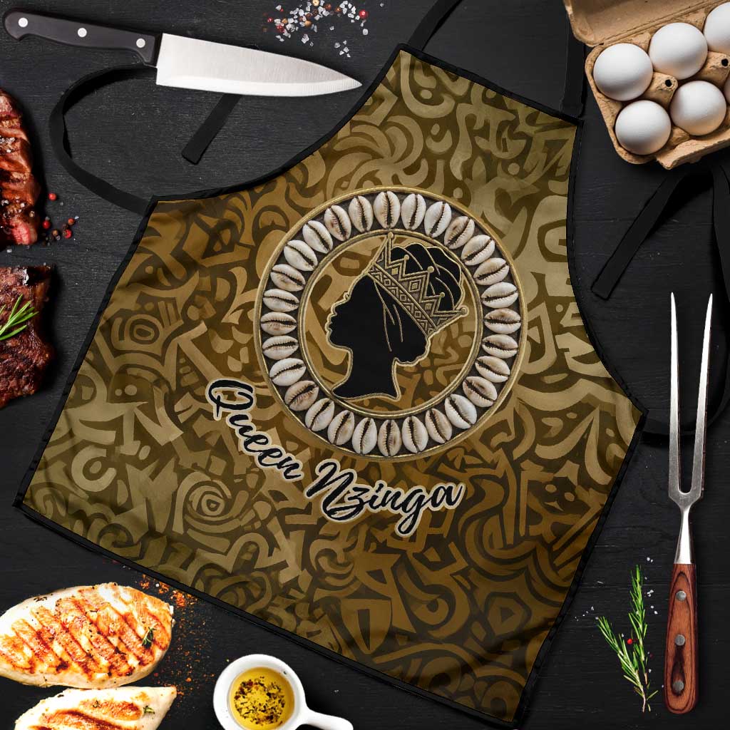 Queen Nzinga Apron Cowrie Crown Silhouette Royal Power - Wonder Print Shop