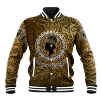 Queen Nzinga Baseball Jacket Cowrie Crown Silhouette Royal Power - Wonder Print Shop