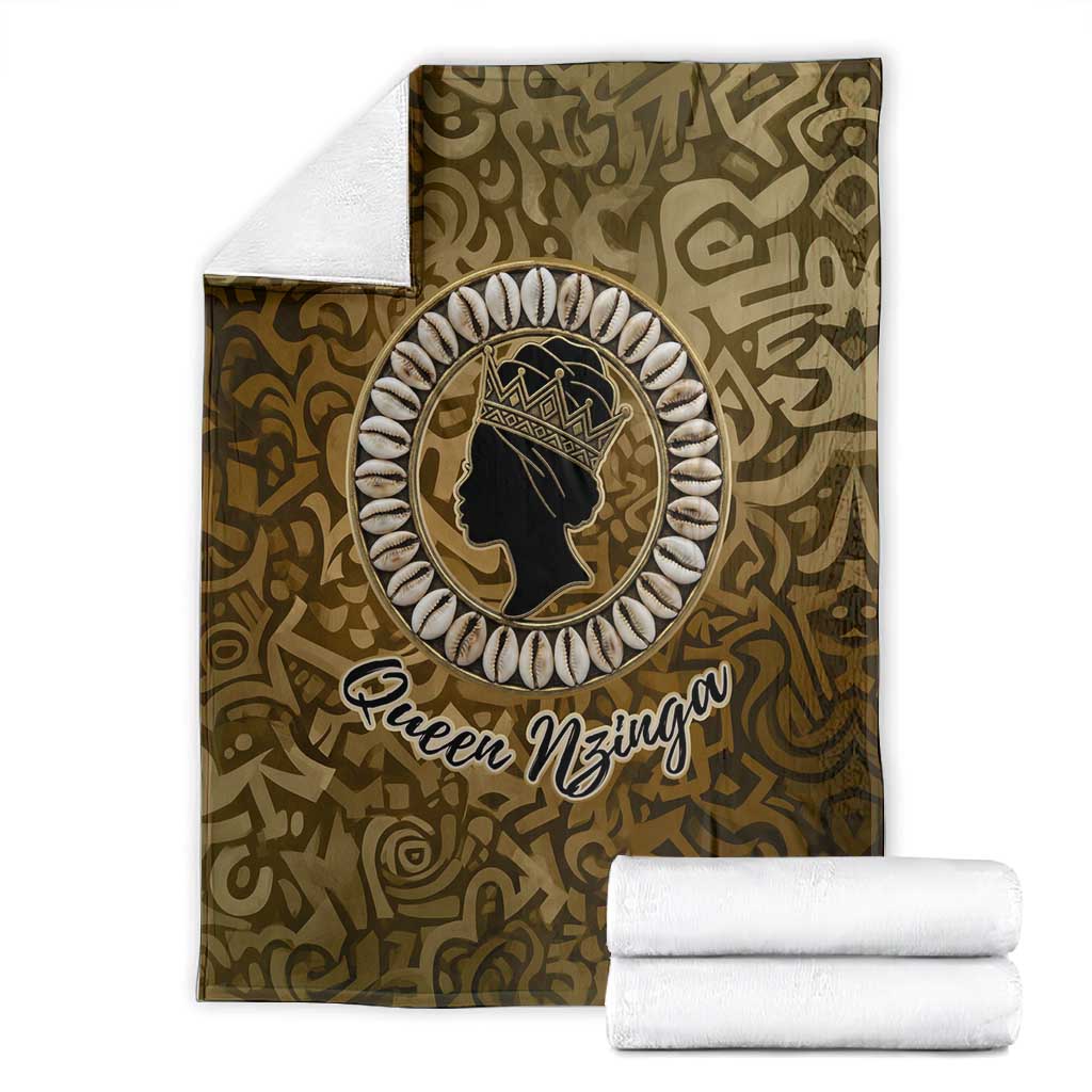 Queen Nzinga Blanket Cowrie Crown Silhouette Royal Power - Wonder Print Shop