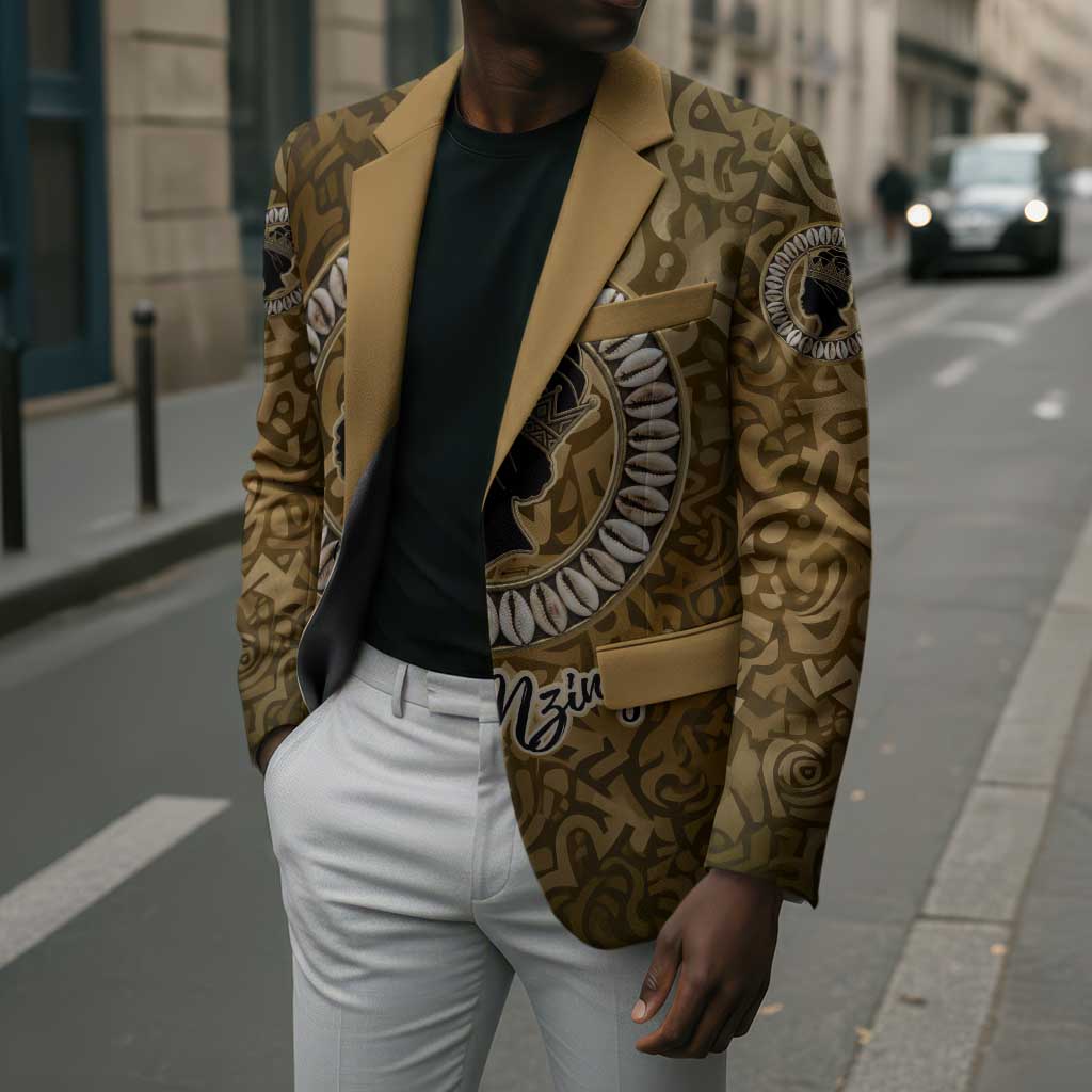 Queen Nzinga Blazer Cowrie Crown Silhouette Royal Power - Wonder Print Shop